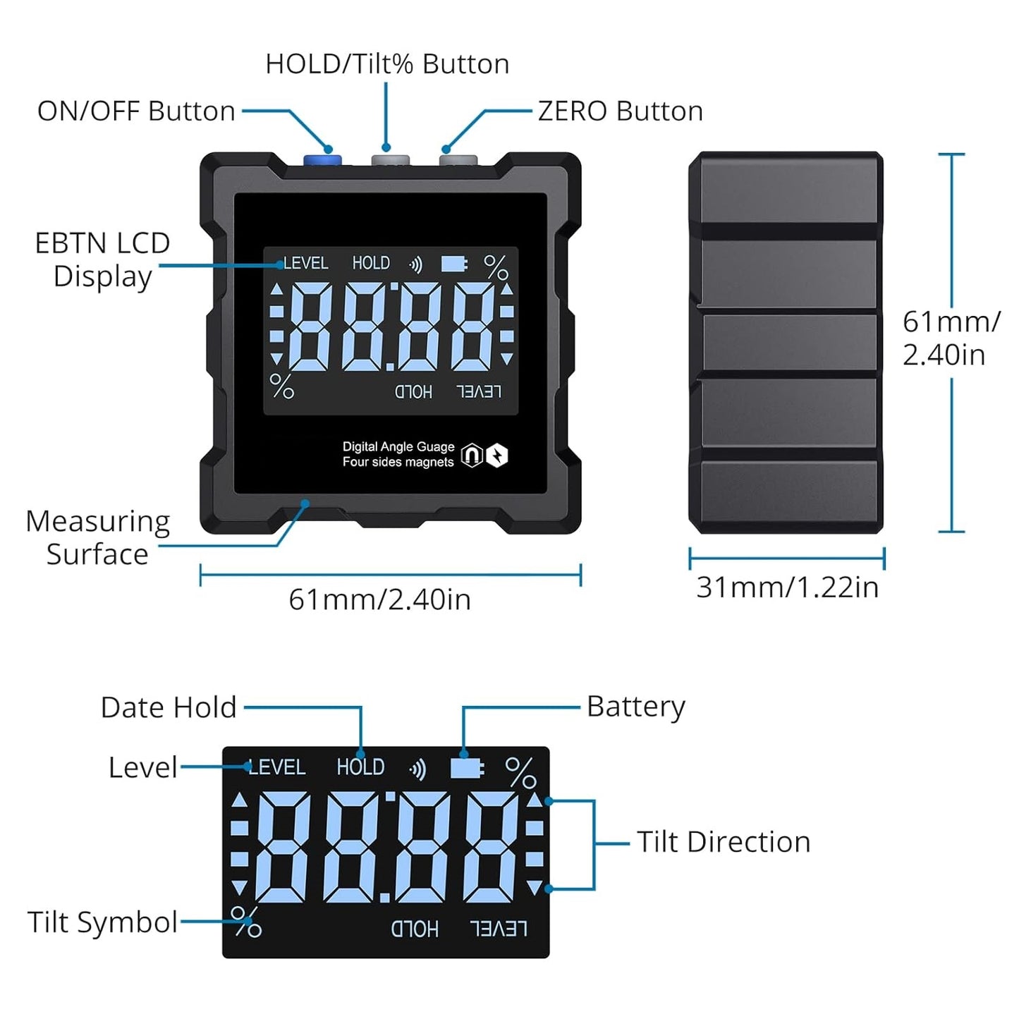 Digital Angle Finder Electronic Angle Gauge (Auxiliary)