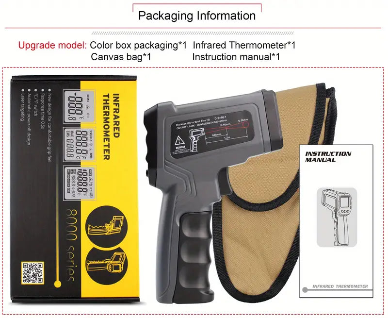 -50~1600 Degree Digital Infrared Thermometer Laser Industrial Thermometer With Color LCD Temperature Thermometers Meter (Auxiliary)